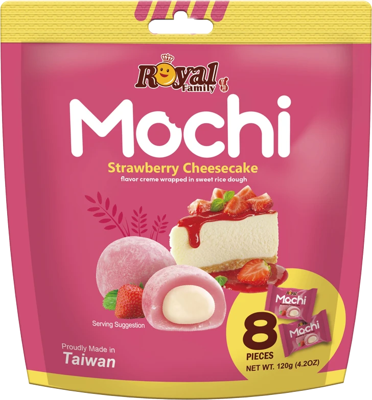 Royal Mochi Močiai ROYAL FAMILY, braškinio sūrio pyrago skonio, 120 g