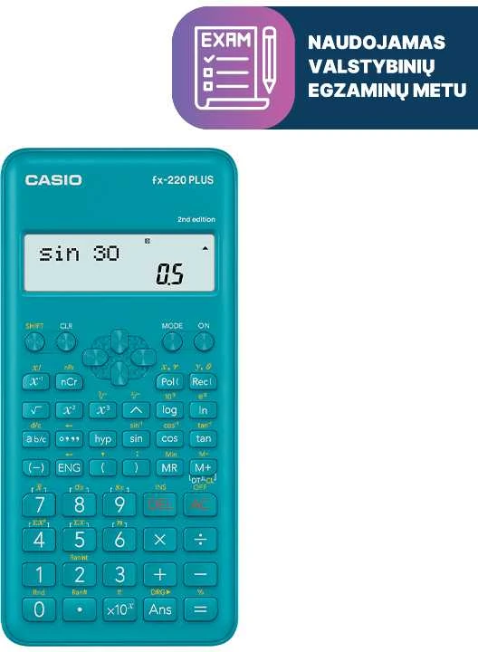 Mokslinis skaičiuotuvas CASIO FX-220 PLUS II, 78 x 155 x 19,5 mm