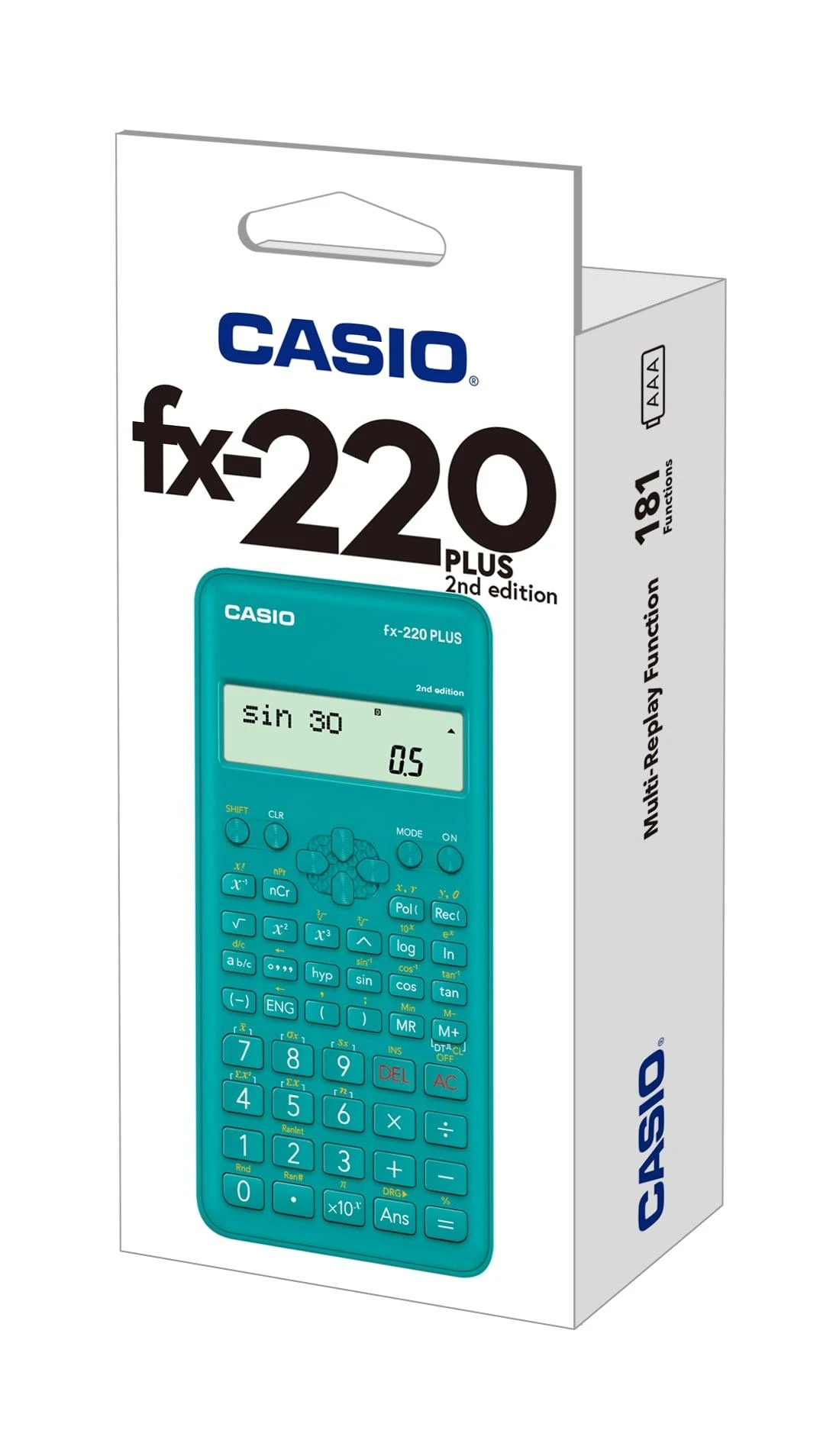 Casio FX-220 PLUS II skaičiuotuvas pakuotėje