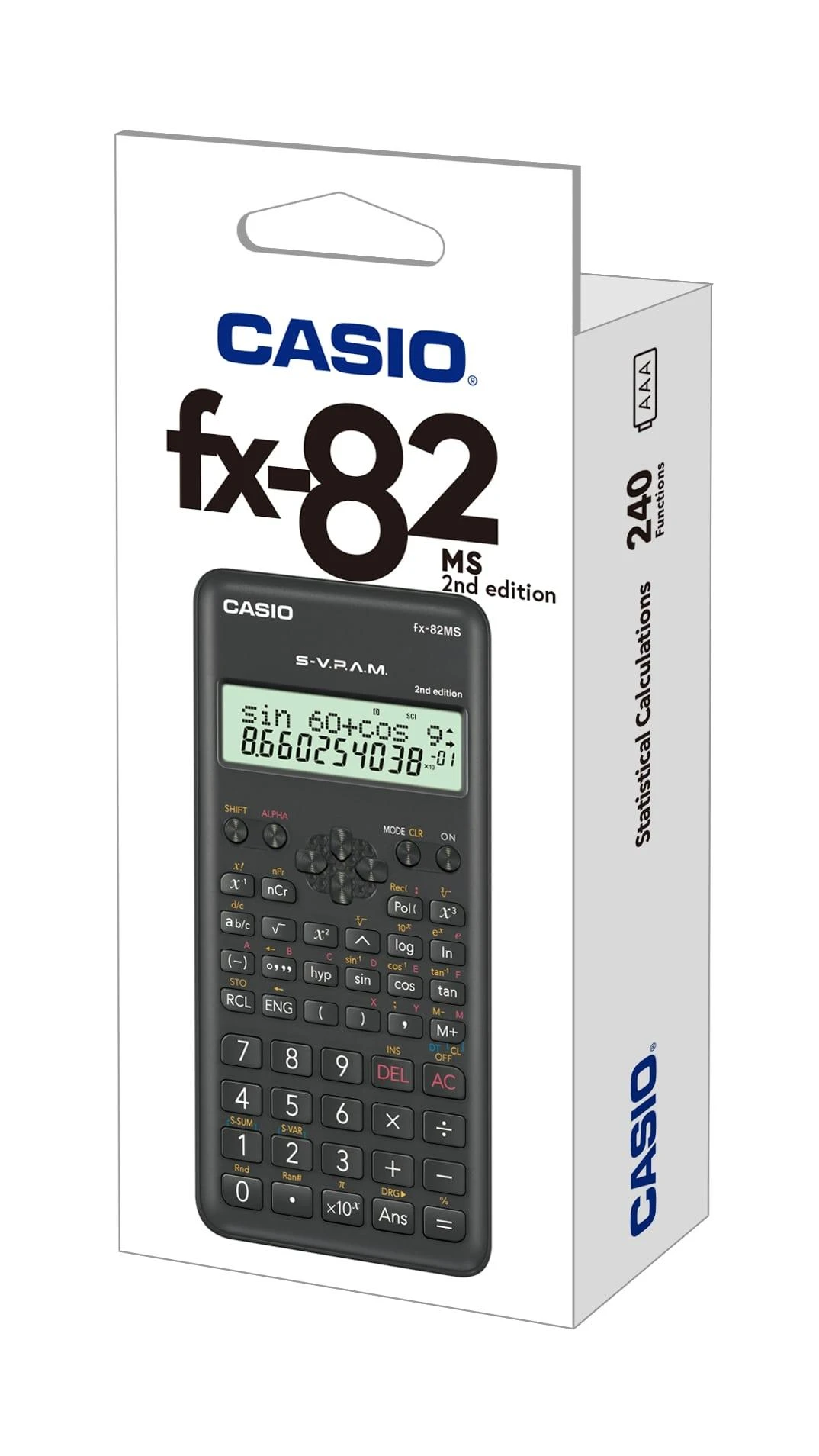 Casio FX-82MS skaičiuotuvas pakuotėje