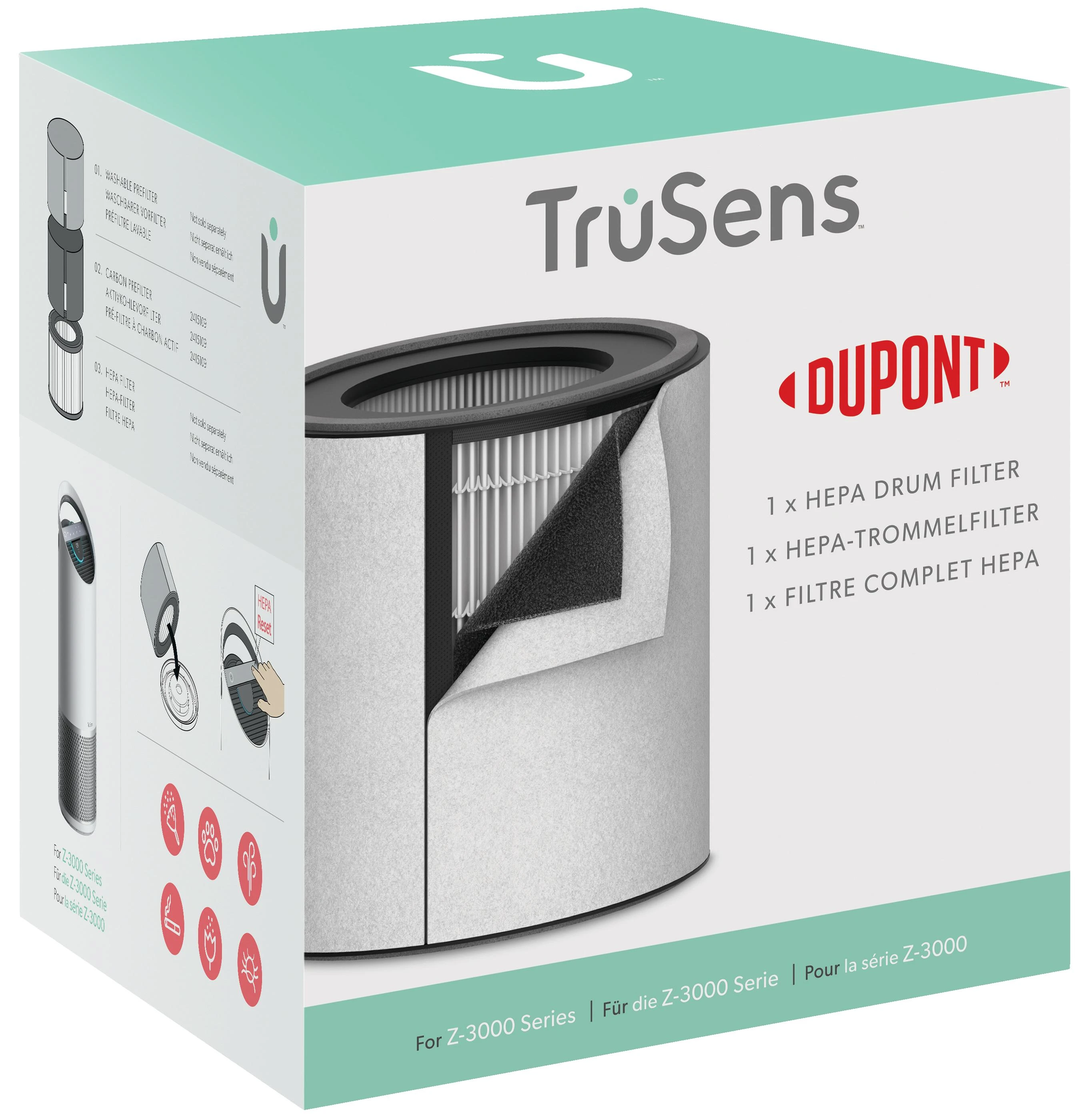 Drėkintuvas DuPont anglies filtras Leitz TruSens Z-3000 oro valytuvui, (3 vnt.)