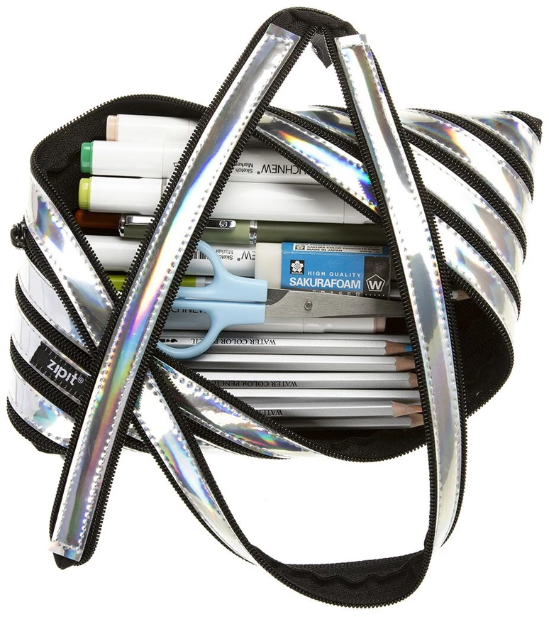 Penalas-pieštukinė ZIPIT Metallic Jumbo Pouch, ZJMT-2, Sidabrinės spalvos