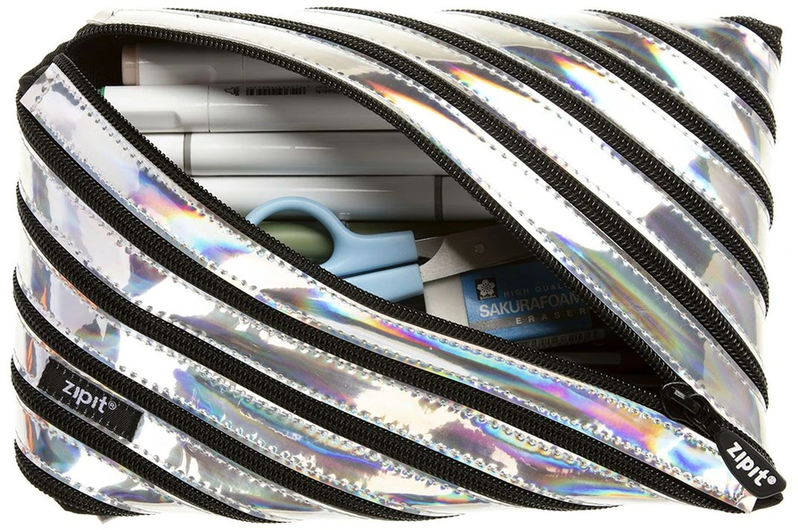 Penalas-pieštukinė ZIPIT Metallic Jumbo Pouch, ZJMT-2, Sidabrinės spalvos