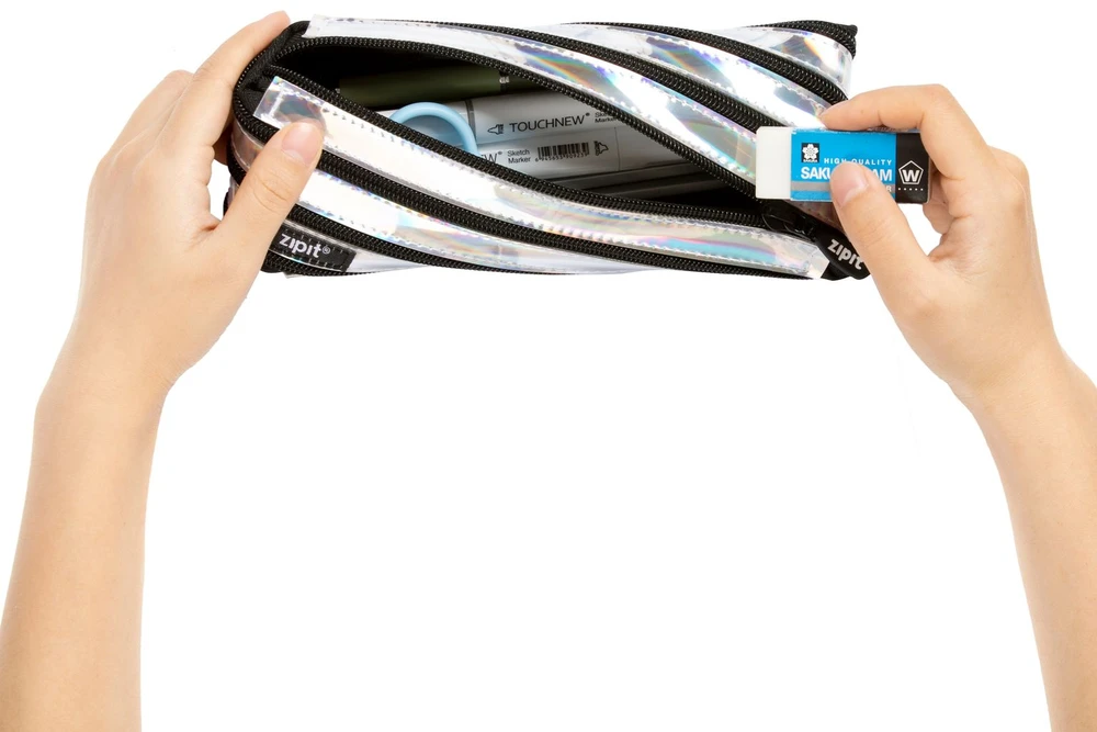 Penalas-pieštukinė ZIPIT Metallic Pouch, ZMT-2, Sidabrinės spalvos