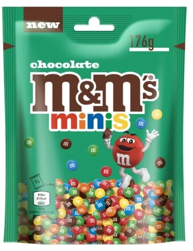 Pieninis šokoladas M&M's minis traškiame spalvotame glajuje, 176 g