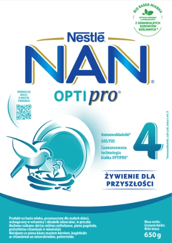 Nestle Pieno gerimas vaikams NAN OPTIPRO 4, praturtintas vitaminais ir mineralais, nuo 2 metu, 650g