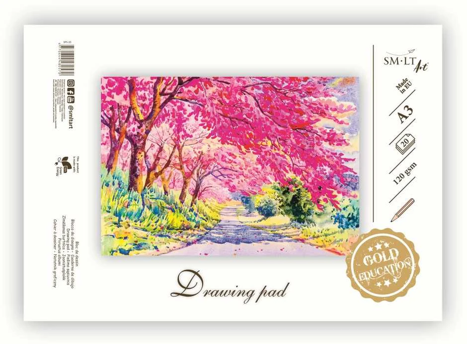 Piešimo sąsiuvinis SMLT, A3, 120 g, klijuotas, (20) 0708-203