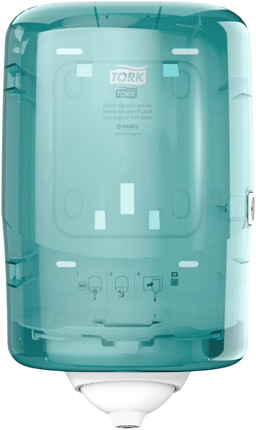 Popierinių rankšluosčių dozatorius TORK Reflex Mini M3, 191 x 180 x 321 mm, balta-turkio sp. (473167)