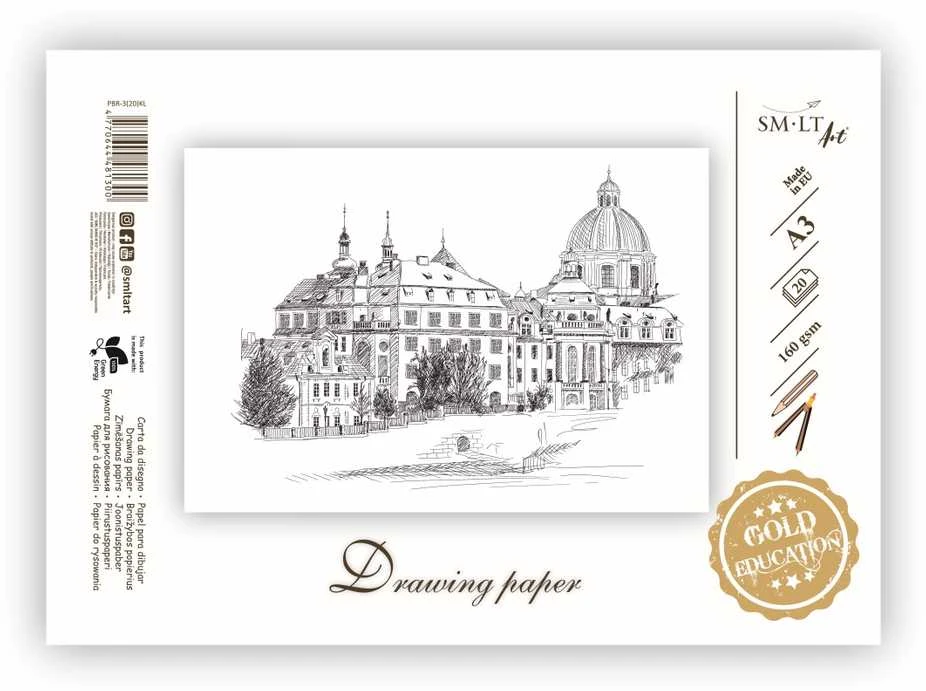 Popierius braižymui SMLT, A3, 20 lapų, 150 g/m²