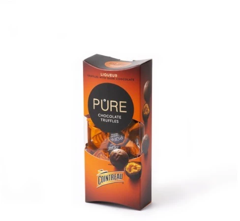 Pure Chocolate Juodojo šokolado triufeliai PURE su kreminiu apelsinų likerio „COINTREAU” įdaru, 108g