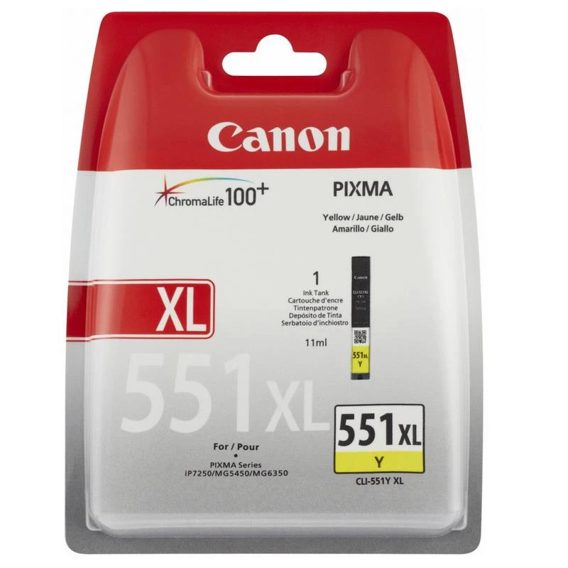 CANON 1LB CLI-551XLY rašalo kasetė geltona didelės talpos 700 puslapių 1 pakuotė XL