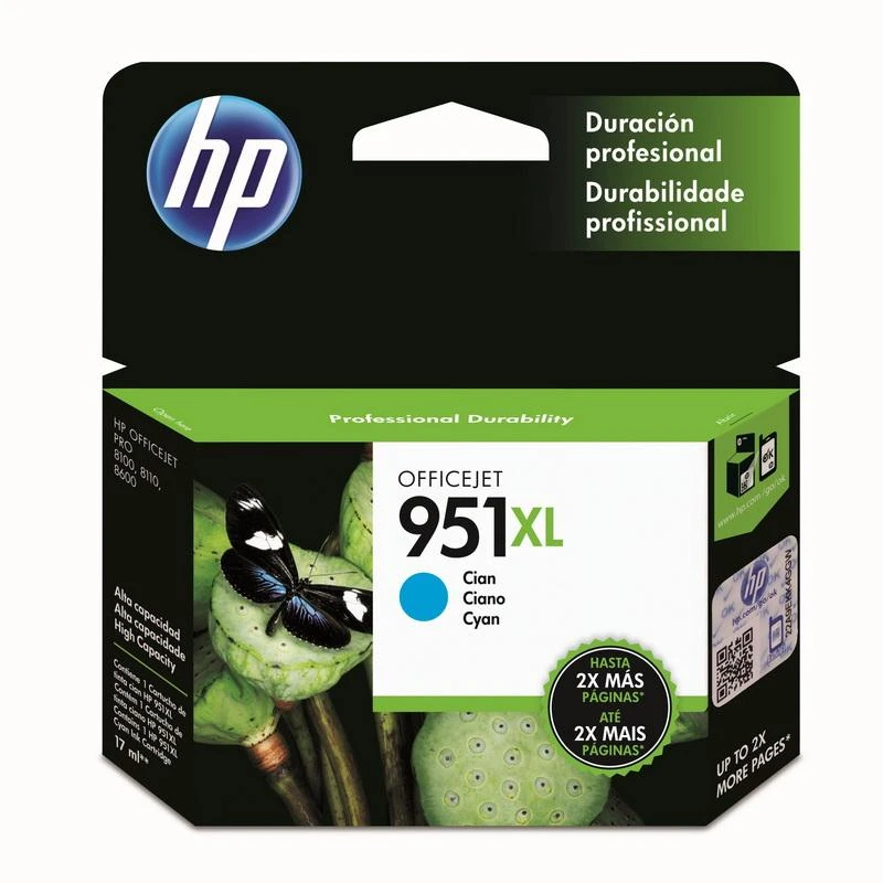 Hewlett Packard (HP) HP 951XL didelio našumo žalsvai mėlynos spalvos rašalo kasetė, 1500 puslapių, skirta Officejet 8600 Pro