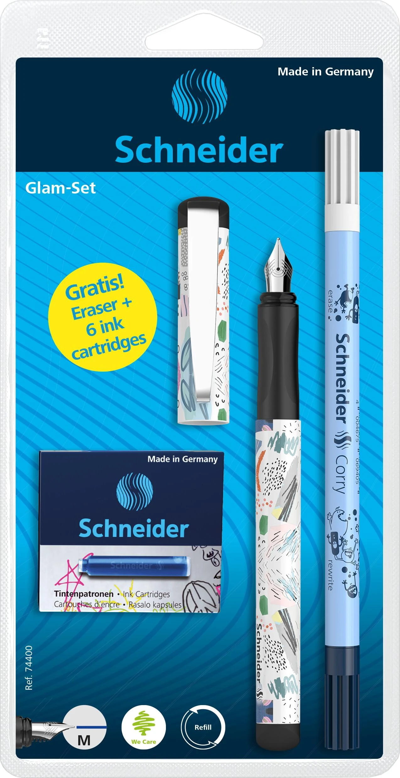 Schneder Rinkinys Plunksnakotis Schneider GLAM+Corry+6 rašalo kapsulės