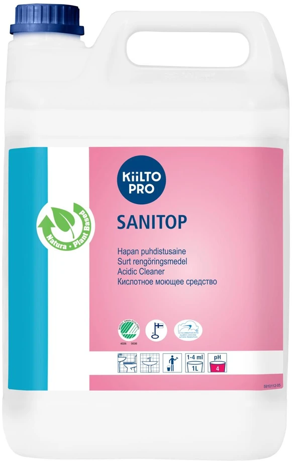 Rūgštinis sanitarinis valiklis KIILTO Sanitop, 5 l