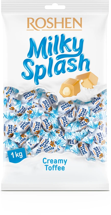 Saldainiai ROSHEN Milky Splash, su pieno įdaru, 1kg