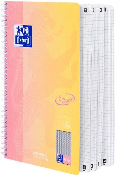 Sąsiuvinis su spirale OXFORD TOUCH, B5, langeliais, įvairių spalvų