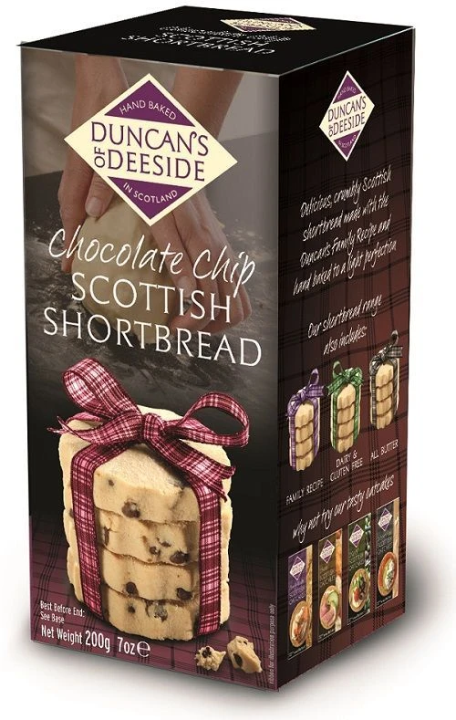 Sausainiai DUNCAN'S OF DEESIDE Scottish Shortbread su šokolado gabalėliais, 200 g