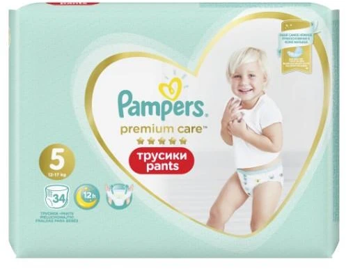 Sauskelnės-Kelnaitės PAMPERS Premium Care Pants, Value Pack, 5 dydis (12-17kg), 34 vnt.