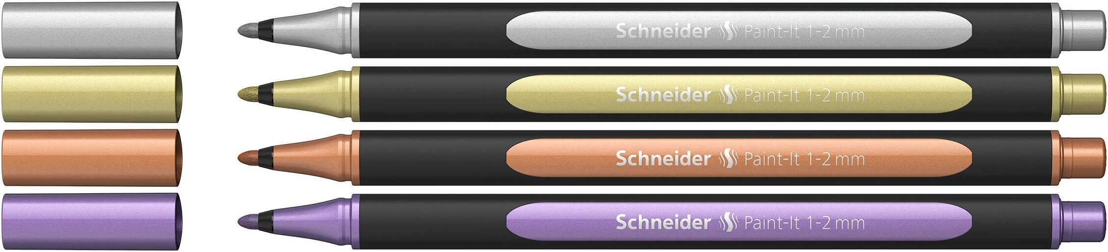 Schneider metallic žymekliai 1-2 mm, 4 spalvų rinkinys