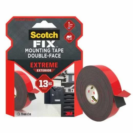 Scotch Fixtm Dvipusė tvirtinimo juosta 3M Scotch lauko sąlygoms, 19 mm x 1,5 m