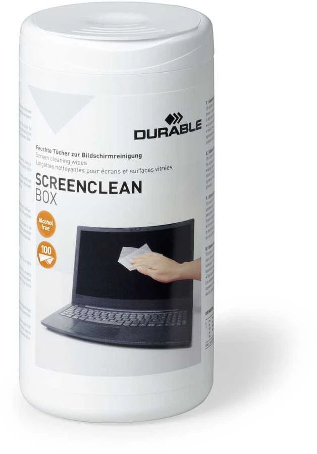 Valiklis Servetėlės kompiuterio ekranui valyti DURABLE Screenclean, 100 vnt., šlapios