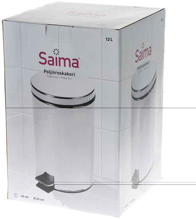Šiukšlių dėžė SAIMA, su pedalu, 12 L, sidabro sp.