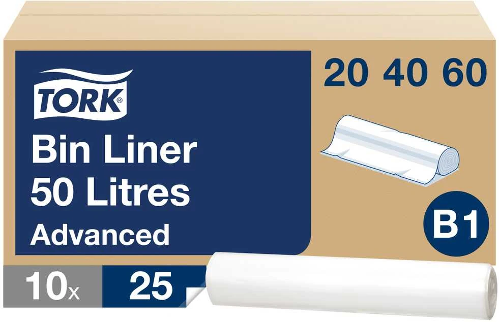 Šiukšlių maišai skirti TORK B1 šiukšliadėžėms, 50 L, 25 vnt, balti, 204060