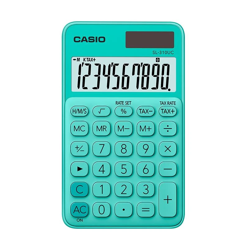 Mėtų spalvos Casio SL-310UC skaičiuotuvas