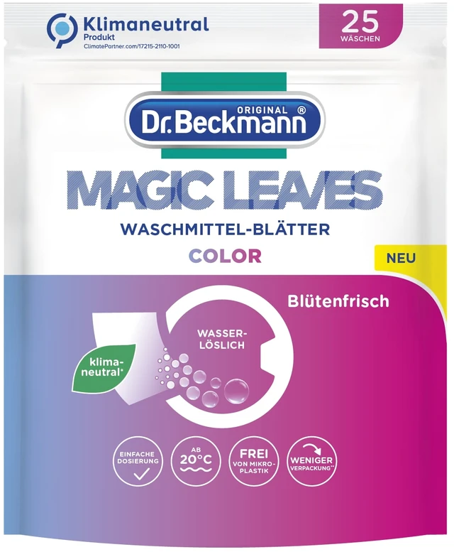 DR.BECKMANN Skalbimo servetėlės Dr. Beckmann Magic Leaves Color, 25 vnt.