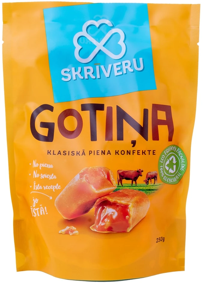 Skriveru Saldumi Pieniški saldainiai Karvutė, klasikiniai, 250 g