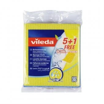 VILEDA gerai drėgmę sugeriančios ir tvirtos kempinės-šluostės, 5+1vnt.