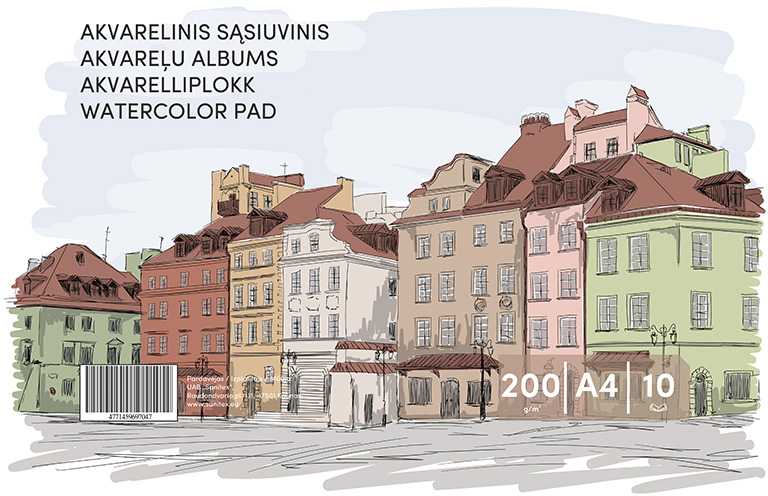 Smlt Sąsiuvinis akvarelei , A4, 10 lapų, 200g/m²