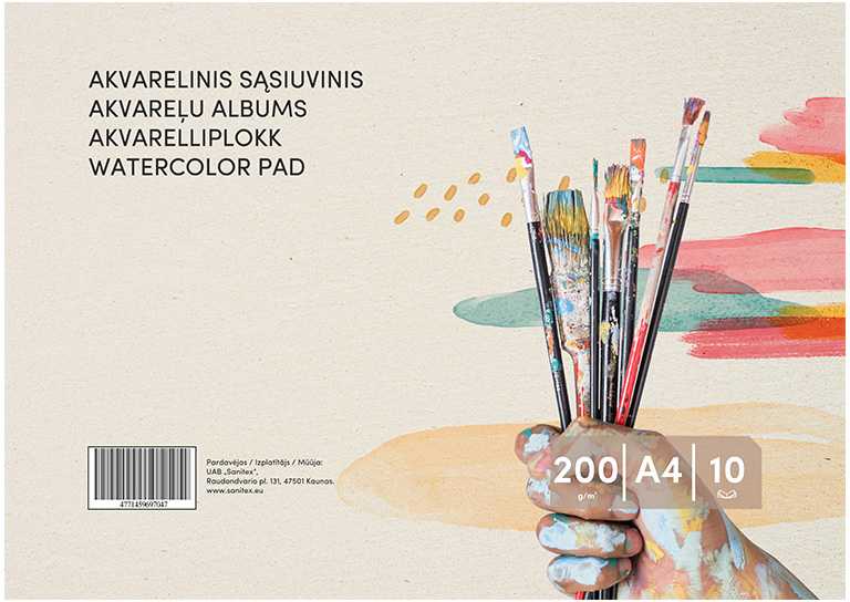 Smlt Sąsiuvinis akvarelei , A4, 10 lapų, 200g/m²