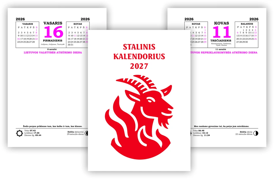 Smiltainis Smlt Stalo kalendorius 2027