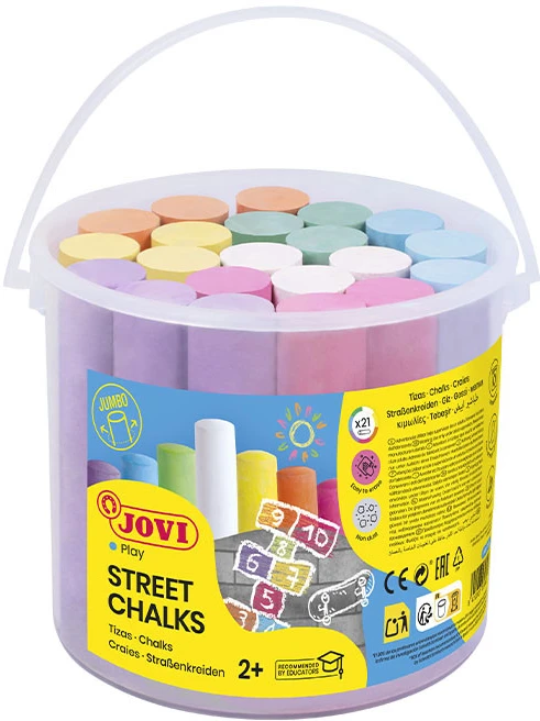 Kreidelės JOVI Classcolor Street kibirėlyje, 7 spalvos, 20 kreidelių (Ekspozicinė prekė)