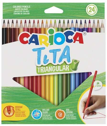 Spalvoti pieštukai CARIOCA TITA, tribriauniai, 24 spalvos