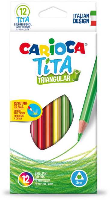 Spalvoti pieštukai CARIOCA TITA, tribriauniai, 12 spalvų