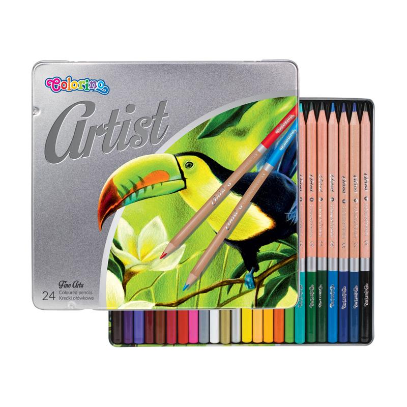 Patio Spalvoti pieštukai COLORINO Artist 24 spalvų, metalinėje dėžutėje