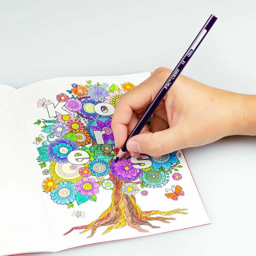 Spalvoti pieštukai KORES KOLORES Mandala, trikampiai, 50 vnt.