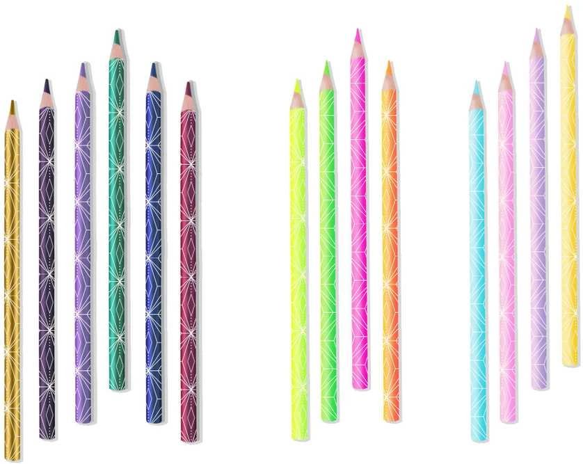 Spalvoti pieštukai KORES KOLORES STYLE, tribriauniai, 3mm, 26 spalvos (6 metalizuotos, 4 pastelinės