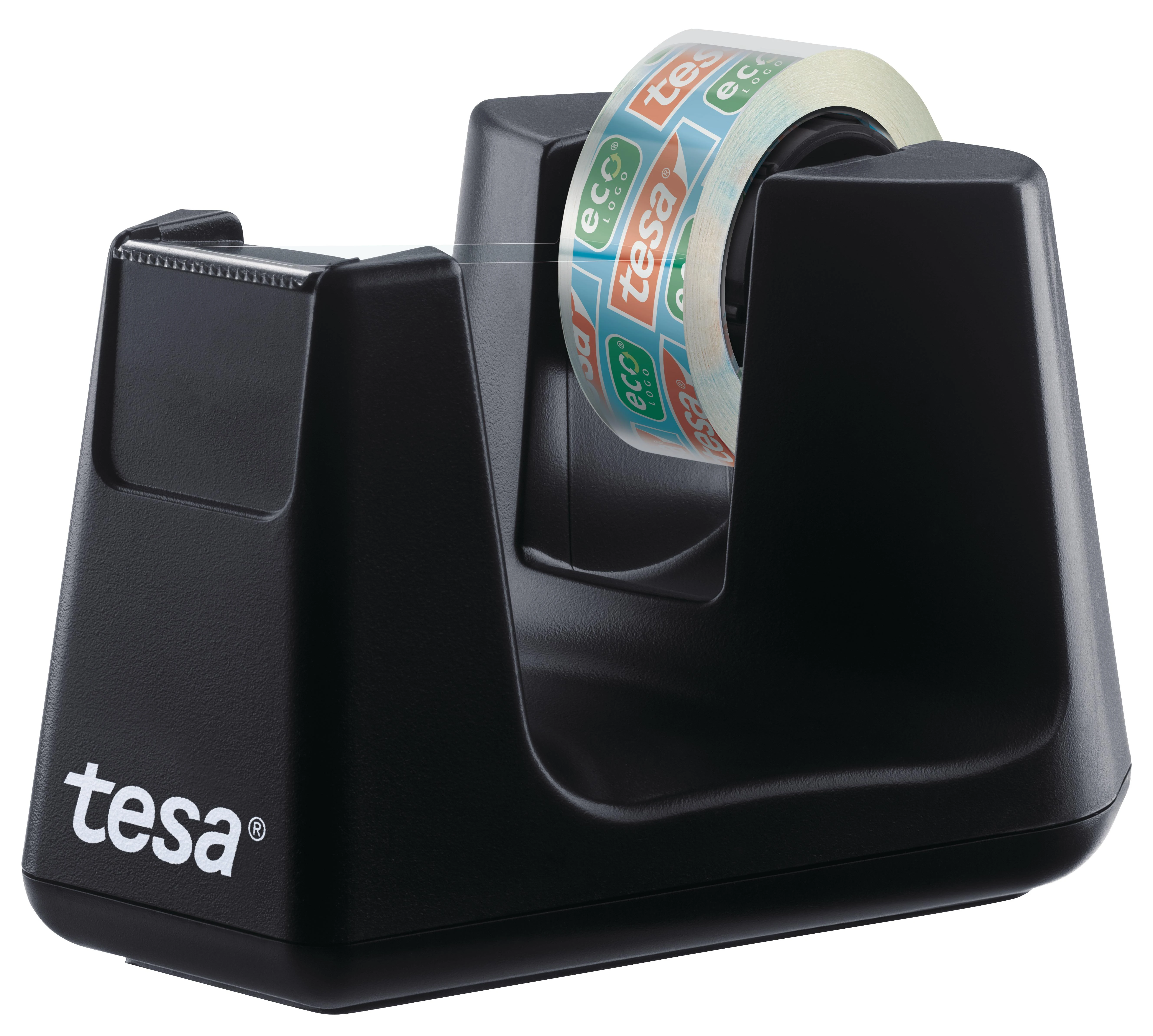 Stalinis lipnios juostelės dėklas TESA Easy Cut Smart su Tesafilm ekologiška ir skaidria juostele, 15mm x 10m