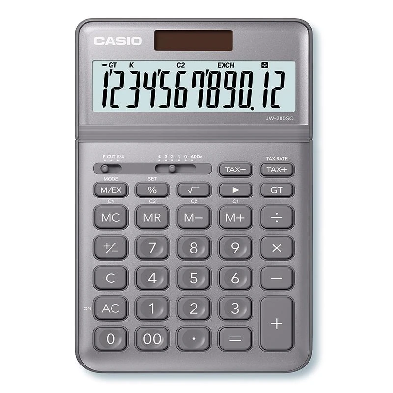 Casio JW-200SC pilkas skaičiuotuvas su LCD ekranu