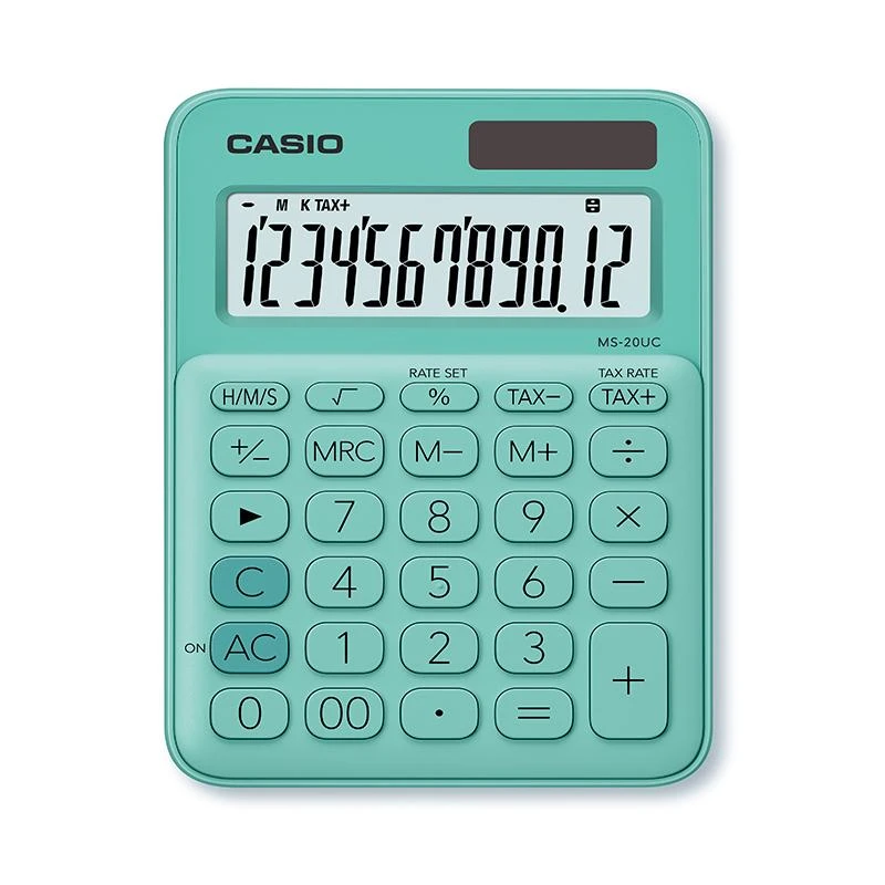 Mėtos žalumo Casio MS-20UC stalinis skaičiuotuvas