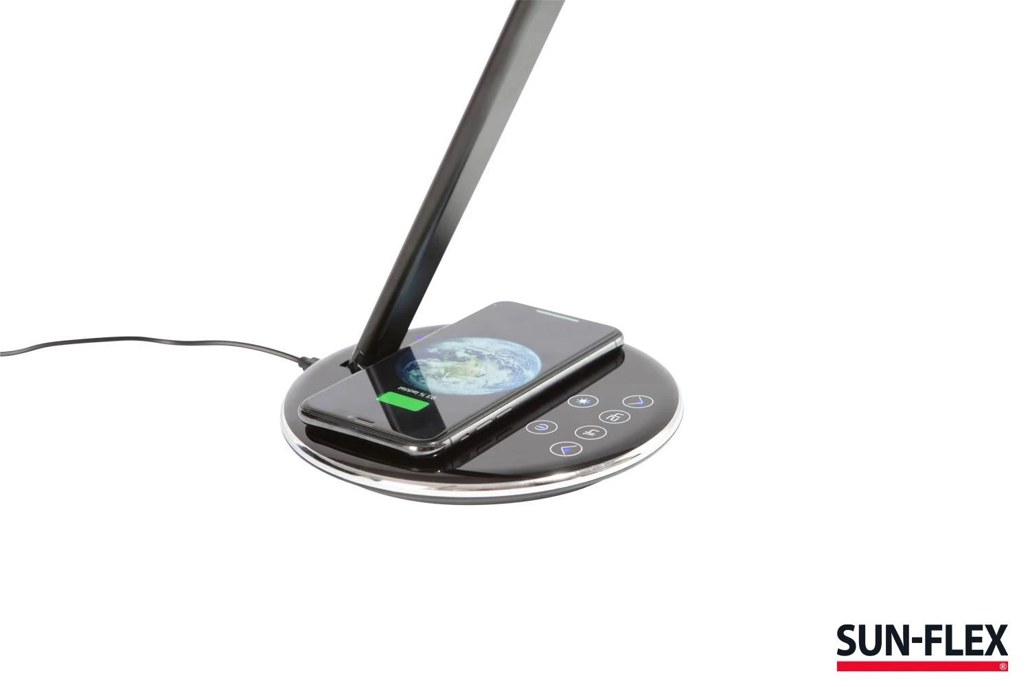 Sunflex Stalinis šviestuvas SUN-FLEX®QLITE™belaidžiu juodu telefonu įkrovikliu,as