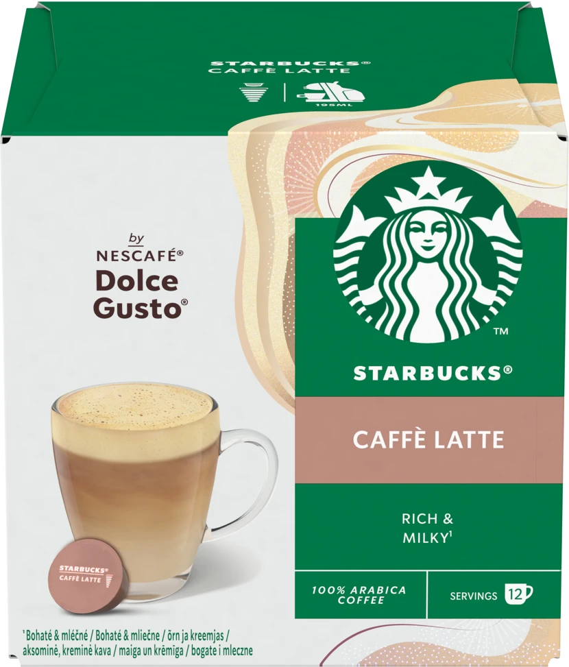 Strabucks Kavos kapsulės STARBUCKS, Dolce Gusto Caffe Latte, 12 vnt, 121,2 g