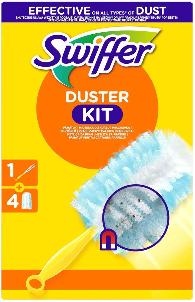 Swiffer Duster Starter Kit Dulkių šepetėlis + šluostelės, 4 vnt