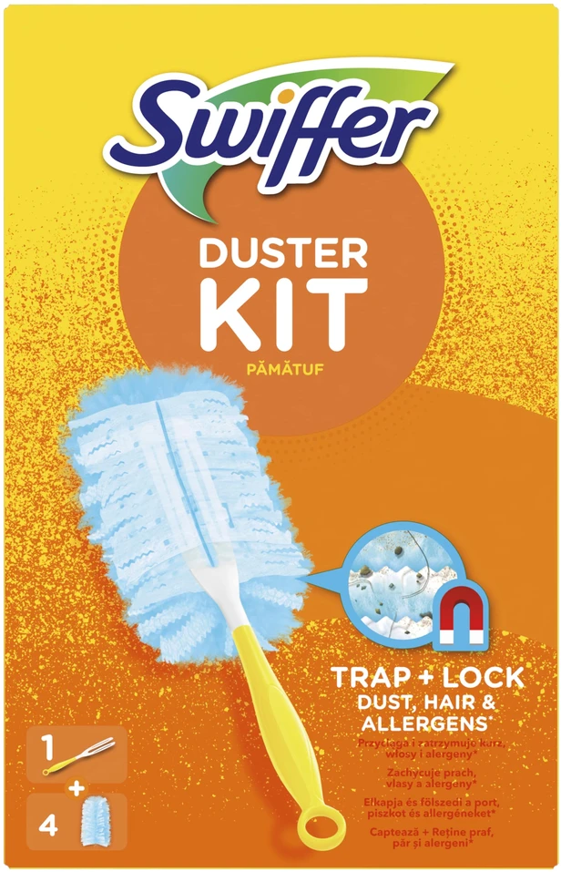 Swiffer Duster Starter Kit Dulkių šepetėlis + šluostelės, 4 vnt