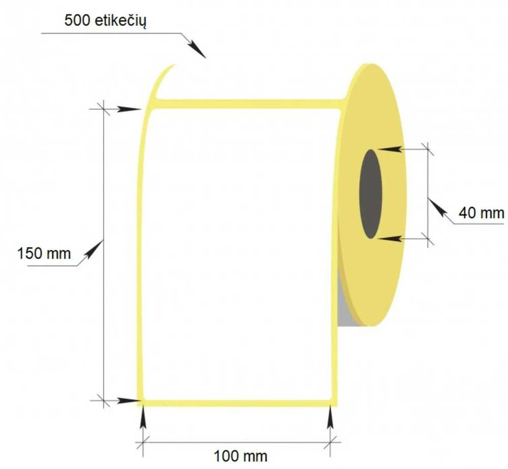 Technoinform Lipnios etiketės, 100 x 150/40 mm, 500 vnt., Thermal Eco, baltos sp.