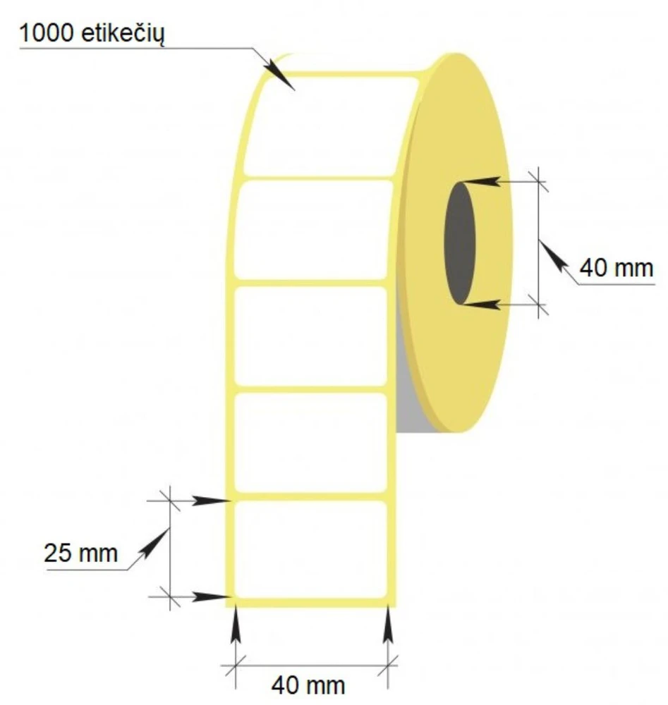 Lipnios etiketės, 1-40x25/40-1000 etik., Thermal Eco, baltos sp.