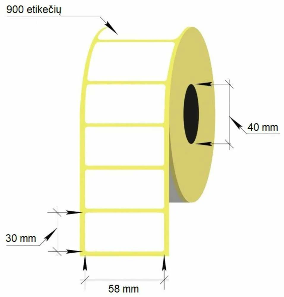 Technoinform Lipnios etiketės, 58 x 30/40 mm, 900 vnt., Thermal Eco, baltos sp.